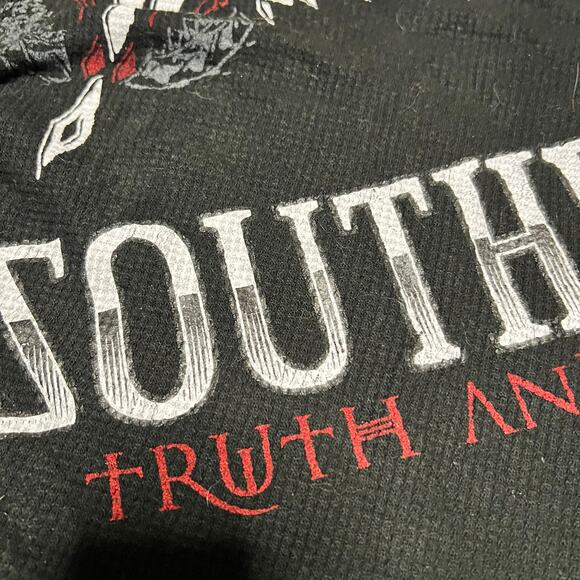 Vintage Y2K Southpole Waffle-knit Thermal Long-sleeve Graphic Shirt Mens Large - Picture 2 of 7